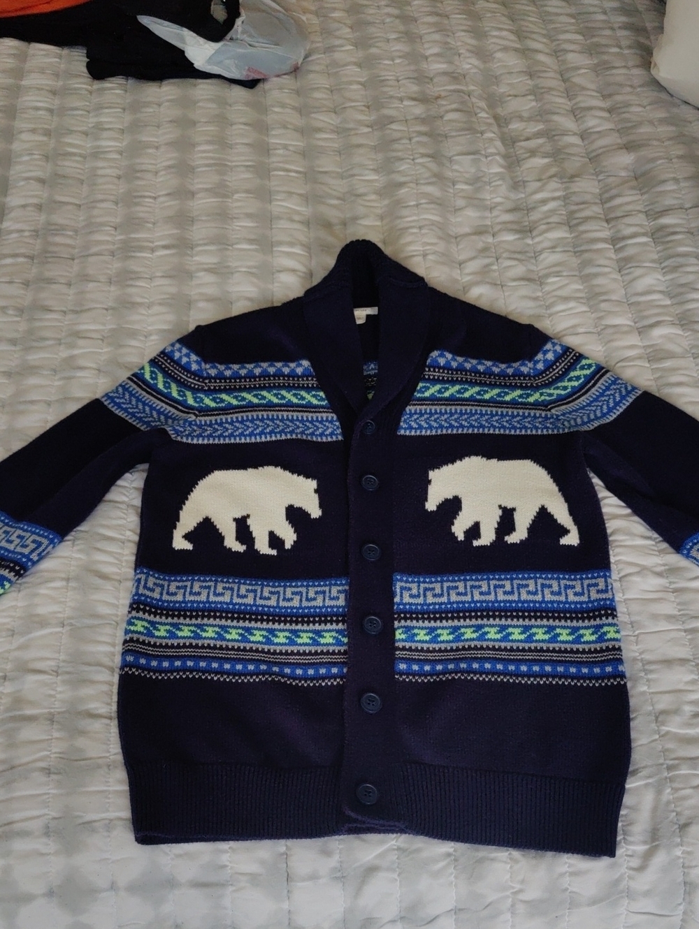 Crewcuts Front Button Closure Boys Cardigan Patchwork Holiday Aesthetic Y2K Retr